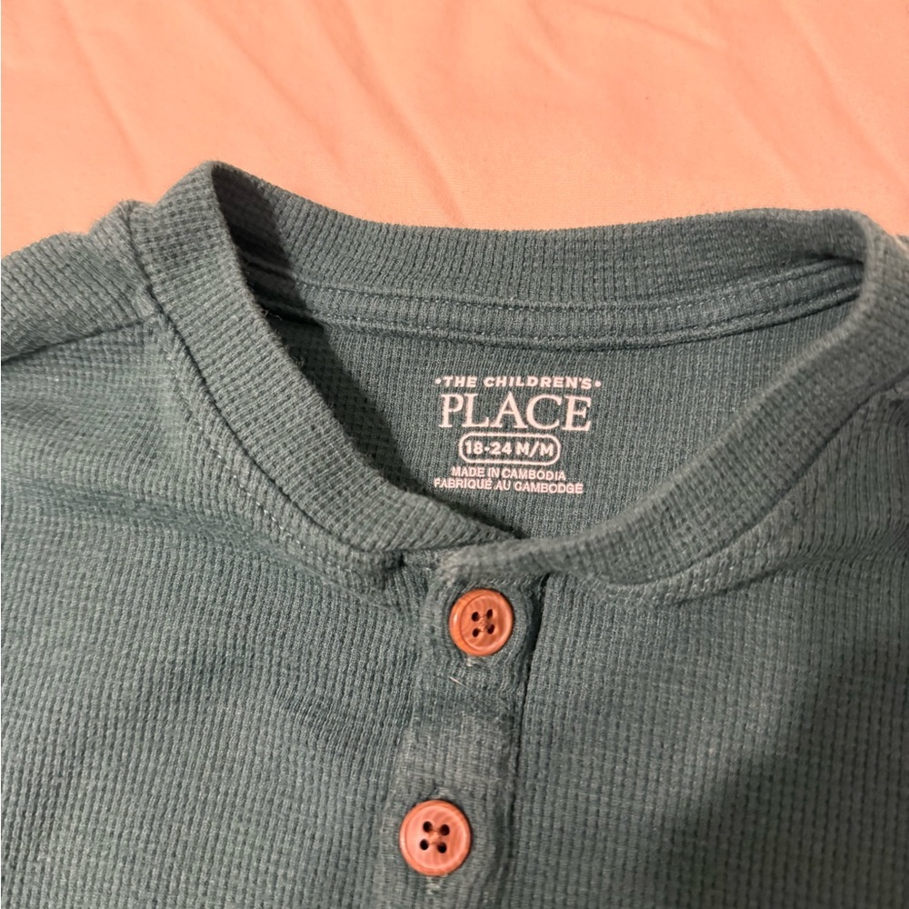 The Children's Place Teal Long-Sleeve Henley Top - Picture 2 of 2